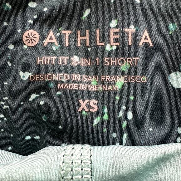 Athleta Hiit It 2 in 1 Shorts Printed Athletic Running Fitness Cool Splatter XS - Picture 3 of 6